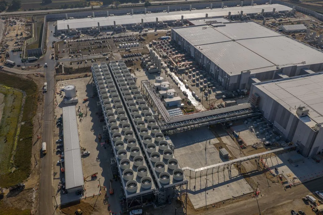 Large-scale data-centre infrastructure viewed from above