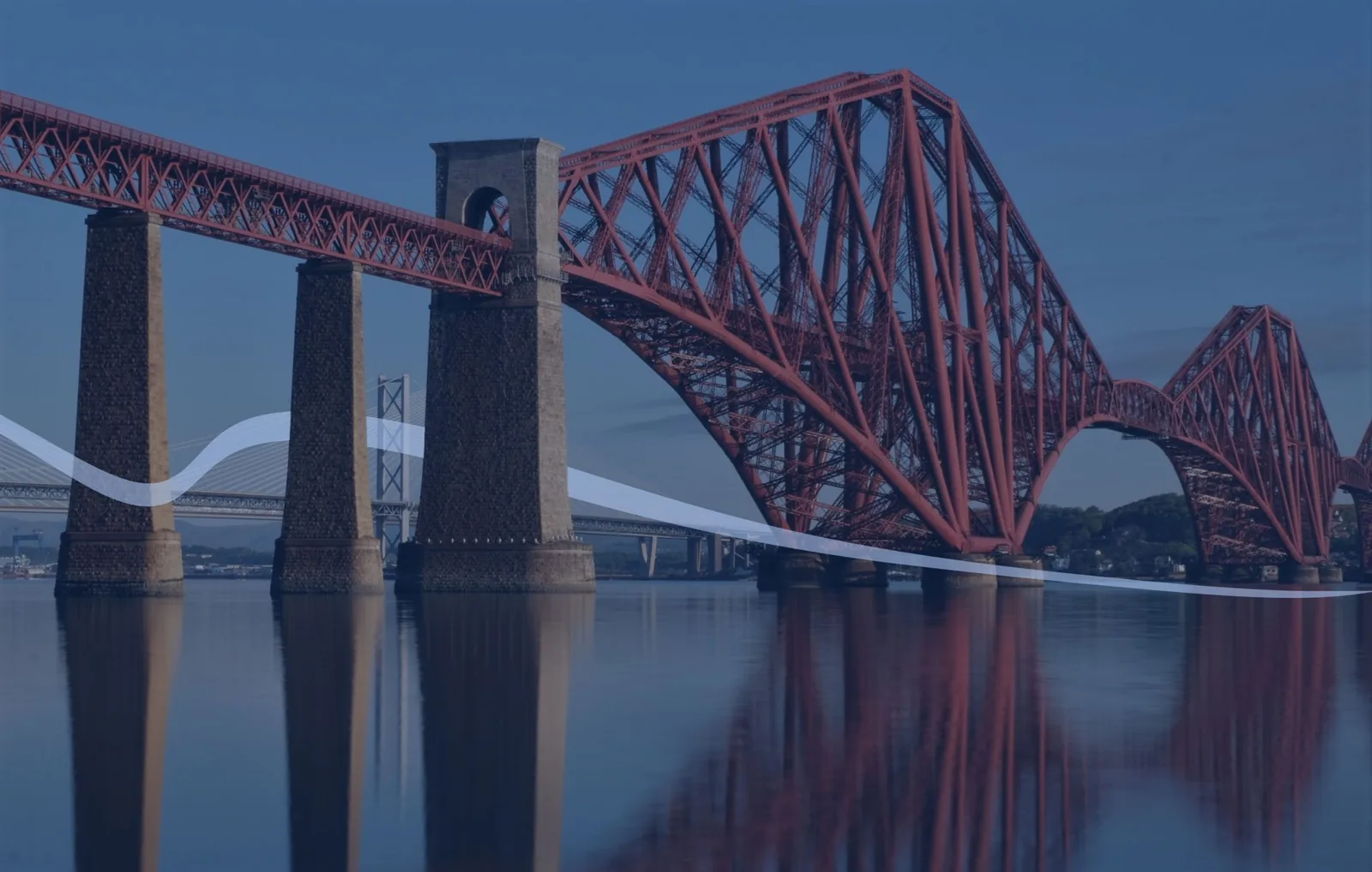 The Forth Bridge crossing the Firth of Forth in Scotland